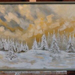 Téli csend a fenyvesben 70x50 - Meska.hu