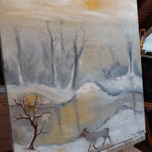 Hó alatti csend  - művészet - festmény - olajfestmény - Meska.hu