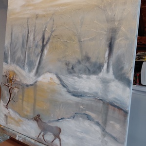 Hó alatti csend  - művészet - festmény - olajfestmény - Meska.hu