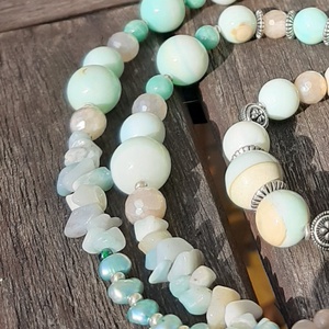Larimar (Delfinkő, Atlantisz-kő) - Perui kékopál nyaklánc és karkötő szett - ékszer - ékszerszett - Meska.hu
