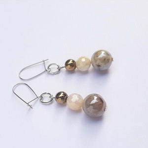 Merlinit-holdkő-hematit fülbevaló - ékszer - fülbevaló - lógó fülbevaló - Meska.hu