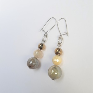 Merlinit-holdkő-hematit fülbevaló - ékszer - fülbevaló - lógó fülbevaló - Meska.hu