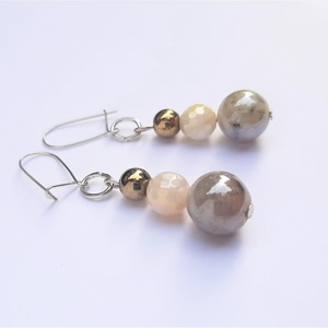 Merlinit-holdkő-hematit fülbevaló - ékszer - fülbevaló - lógó fülbevaló - Meska.hu