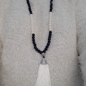 Kagylóhéj-ónix-bazalt mala-nyaklánc - otthon & életmód - dekoráció - spiritualitás - mala - Meska.hu
