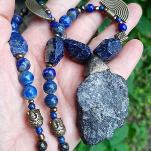 Lapis lazuli nyakék, Ékszer, Nyaklánc, Medálos nyaklánc, Ékszerkészítés, MESKA