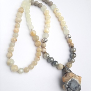  Merlinit-holdkő-kagylóhéj nyakék - Meska.hu