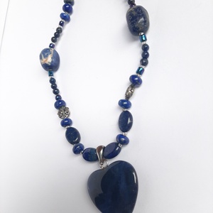 Lapis lazuli szív nyakék - ékszer - nyaklánc - medálos nyaklánc - Meska.hu
