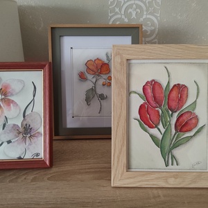 Piros tulipánok � egyedi akvarell festmény (A/5)  - művészet - festmény - akvarell - Meska.hu