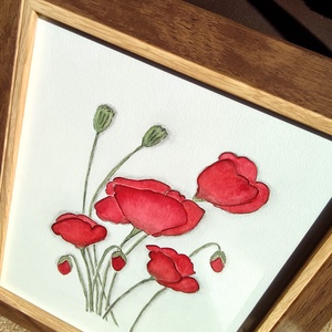 Pipacsok a csendben-Akvarell festmény  - művészet - festmény - akvarell - Meska.hu