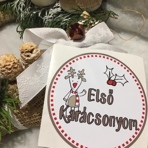 Első karácsonyom matrica - karácsony - karácsonyi ajándékozás - karácsonyi képeslap, üdvözlőlap, ajándékkísérő - Meska.hu