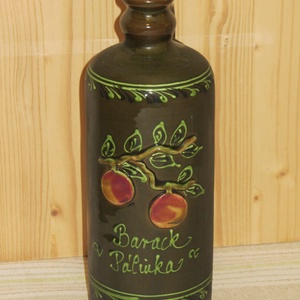 Kerámia pálinkás butella barack mintával - otthon & lakás - dekoráció - asztal és polc dekoráció - díszüveg - Meska.hu