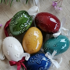 Húsvéti mini kerámia tojás, 6 darabos szett - otthon & lakás - dekoráció - dísztárgy - Meska.hu