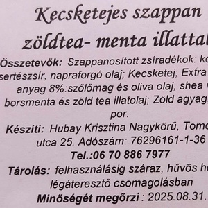 Zöldteás - mentás kecsketejes szappan - szépségápolás - szappan & fürdés - kézműves szappan - Meska.hu