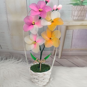 Harisnya virág kosár Anyák napjára, Otthon & Életmód, Virágdekoráció, Virágdíszek, Virágdísz kaspóban, , MESKA