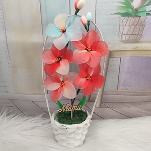 Anyáknapi harisnya virág kosár -Mama felirattal , Otthon & Életmód, Virágdekoráció, Virágdíszek, Virágdísz kaspóban, Mindenmás, MESKA