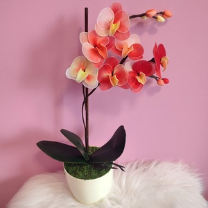 Orchidea dekor kaspóban - otthon & életmód - virágdekoráció - virágdíszek - asztali virágdísz - Meska.hu