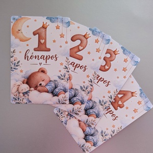 Baba hónapkártya szett -mackós (1-12) hónap - Meska.hu