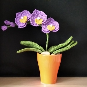 Horgolt lila orchidea - Meska.hu