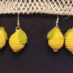 Horgolt citrom fülbevaló - ékszer - fülbevaló - lógó fülbevaló - Meska.hu