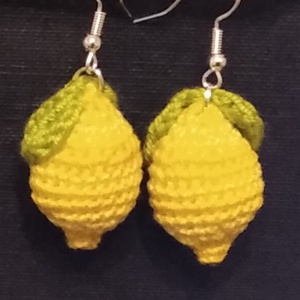 Horgolt citrom fülbevaló, Ékszer, Fülbevaló, Lógó fülbevaló, Horgolás, MESKA