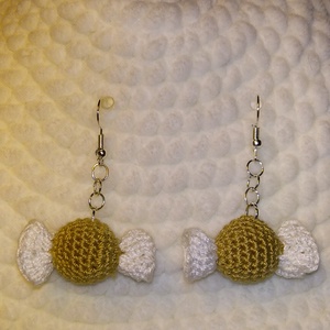 Horgolt szaloncukor fülbevaló - ékszer - fülbevaló - lógó fülbevaló - Meska.hu