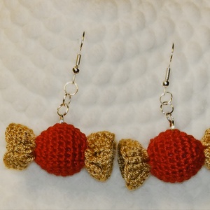 Horgolt szaloncukor fülbevaló - ékszer - fülbevaló - lógó fülbevaló - Meska.hu