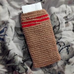 Zsepitartó, piros csíkkal, Táska & Tok, Pénztárca & Más tok, Zsebkendőtartó tok, Horgolás, MESKA