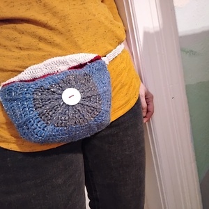 Horgolt övtáska, kék - táska & tok - övtáska - Meska.hu