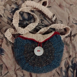 Horgolt övtáska, kék, Táska & Tok, Övtáska, Horgolás, MESKA