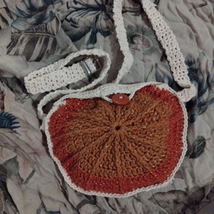 Horgolt övtáska, okker, Táska & Tok, Övtáska, Horgolás, MESKA