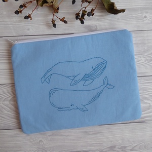 Hímzett kék bálna cet neszeszer - táska & tok - neszesszer - Meska.hu