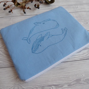 Hímzett kék bálna cet neszeszer - táska & tok - neszesszer - Meska.hu