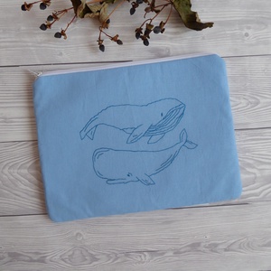 Hímzett kék bálna cet neszeszer - táska & tok - neszesszer - Meska.hu