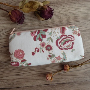 Rózsaszín virágos tolltartó, sminkes neszeszer - otthon & életmód - papír, írószer - tolltartó & ceruzatekercs - Meska.hu