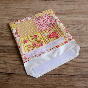 Bézs színes patchwork mintás szendvicstartó újraszalvéta nowaste - táska & tok - uzsonna- & ebéd tartó - szendvics csomagoló - Meska.hu
