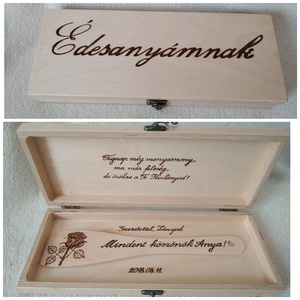 Gravírozott fakanál díszdobozban- szülőköszöntő  anyukáknak - esküvő - emlék & ajándék - szülőköszöntő ajándék - Meska.hu