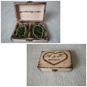 Vintage esküvői gyűrű tartó doboz fából -  - Meska.hu