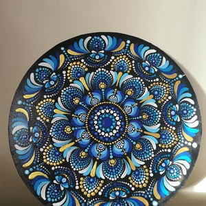 Kék pontozott mandala , Művészet, Festmény, Akril, Festészet, MESKA