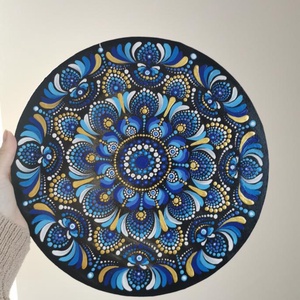 Kék pontozott mandala  - művészet - festmény - akril - Meska.hu