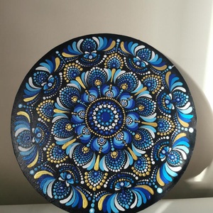 Kék pontozott mandala , Művészet, Festmény, Akril, Festészet, MESKA