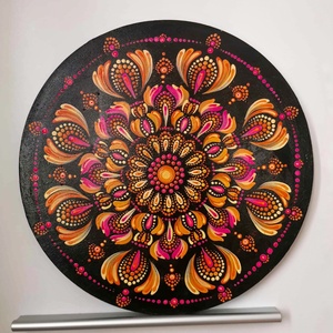 Kézzel festett rózsaszín mandala 30x30 cm, Művészet, Festmény, Akril, Festészet, MESKA
