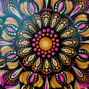 Kézzel festett rózsaszín mandala 30x30 cm - művészet - festmény - akril - Meska.hu