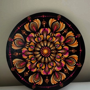 Kézzel festett rózsaszín mandala 30x30 cm - művészet - festmény - akril - Meska.hu