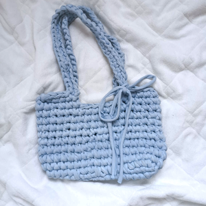 Kézzel horgolt világoskék táska - táska & tok - kézitáska & válltáska - válltáska - Meska.hu