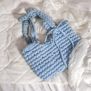 Kézzel horgolt világoskék táska - Meska.hu