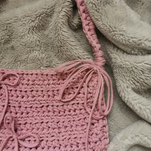 Kézzel készült rózsaszín masnis válltáska - táska & tok - kézitáska & válltáska - válltáska - Meska.hu