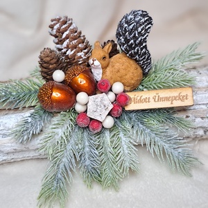 Téli asztaldísz erdei témában - karácsony - adventi díszek - adventi asztaldísz - Meska.hu