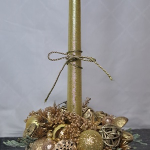 Adventi gyertyás asztaldísz metál arany kaspóban, Karácsony, Adventi díszek, Adventi asztaldísz, Virágkötés, MESKA