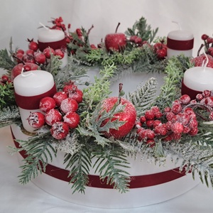 Adventi gyertyás asztaldísz klasszikus színekben - karácsony - adventi díszek - adventi asztaldísz - Meska.hu