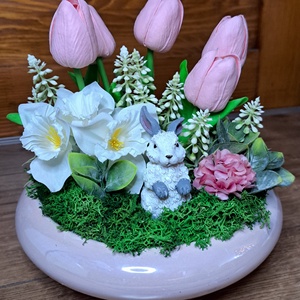 Tavaszi nyuszis asztaldísz  - otthon & életmód - dekoráció - asztal és polc dekoráció - asztaldísz - Meska.hu